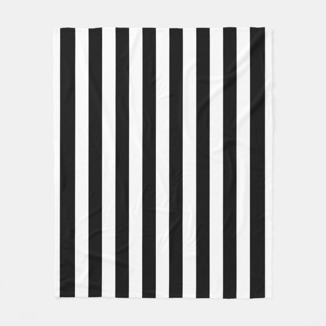 Black and White Stripe Fleece Blanket (Front)
