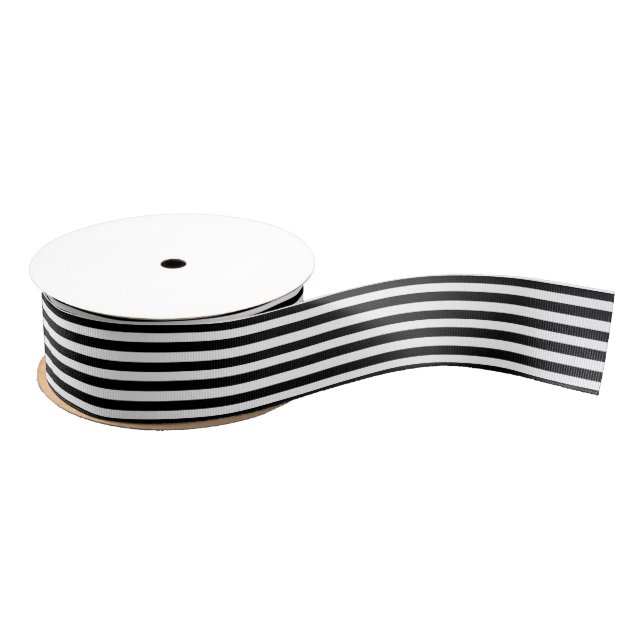 Black and White Stripe Grosgrain Ribbon (Spool)