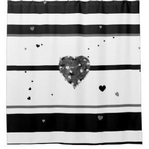 Black and White Stripe Heart Design