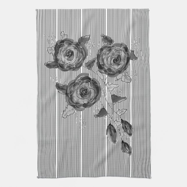 Black And White Stripe Kitchen Towel (Vertical)
