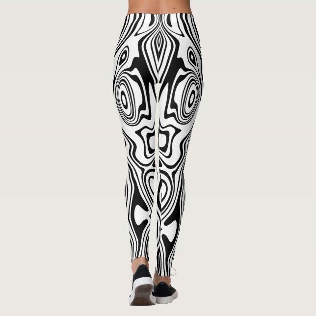 Black and White Stripe Leggings (Back)