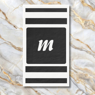 Black and White Stripe Monogram Napkin