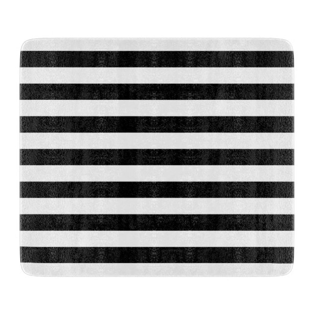 Black and White Stripe Pattern Cutting Board (Front)