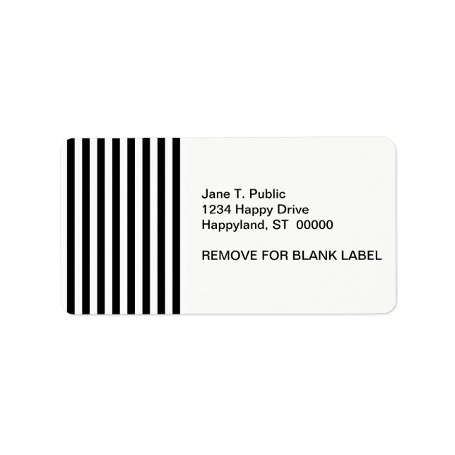 Black and White Stripe Pattern Label (Front)