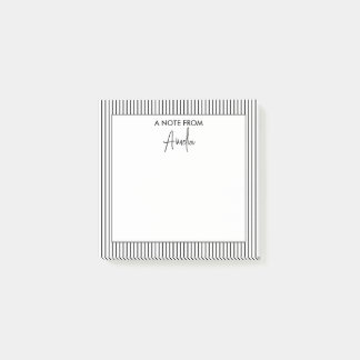 Black and White Stripe Pattern Personalized Name Post-it Notes
