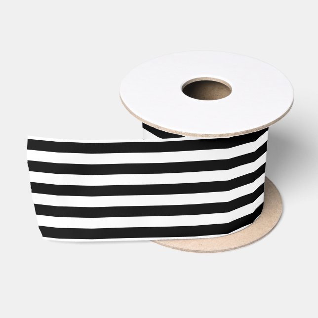 Black and White Stripe Pattern Satin Ribbon (Spool)