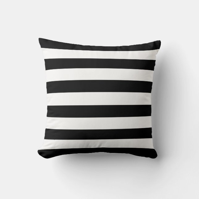 Black and White Stripe Pattern Throw Pillow (Front)