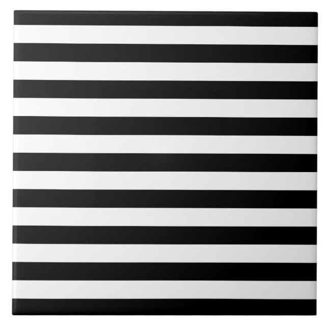 Black and White Stripe Pattern Tile (Front)