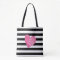 Black and White Stripe Pink Heart Monogram
