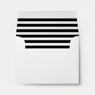 Black and white stripe Return address note card  Envelope