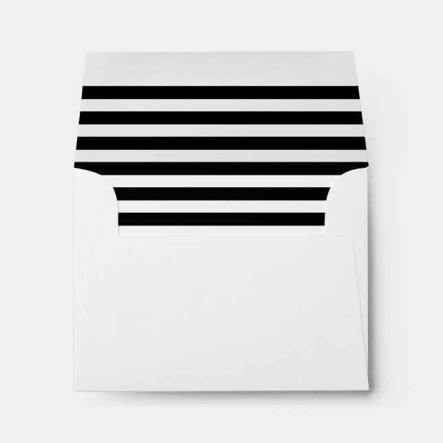 Black and white stripe Return address note card  Envelope (Back (Bottom))