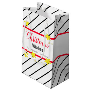 Black And White Stripe Small Christmas Gift Bag