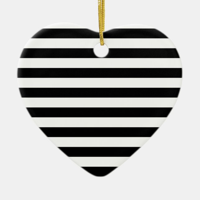 Black and White Stripe | Striped Design Ceramic Ornament (Front)