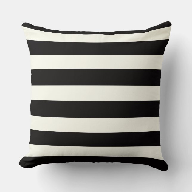 Black and White Stripe Throw Pillow (Front)