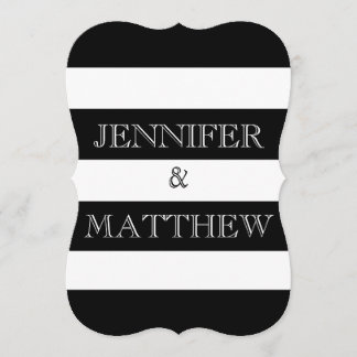 black and white stripe wedding invitation
