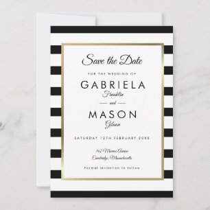 Black and White Stripe Wedding Save The Date