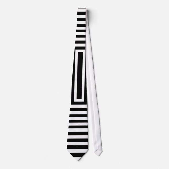 Black and White Stripe with Rectangle Tie Custom (Front)