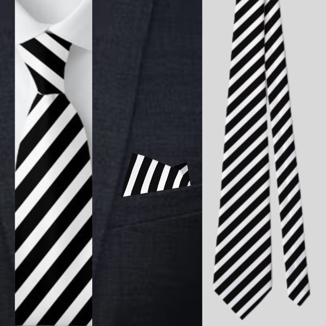 Black And White Striped Abstract Pattern Neck Tie (Creator Uploaded)