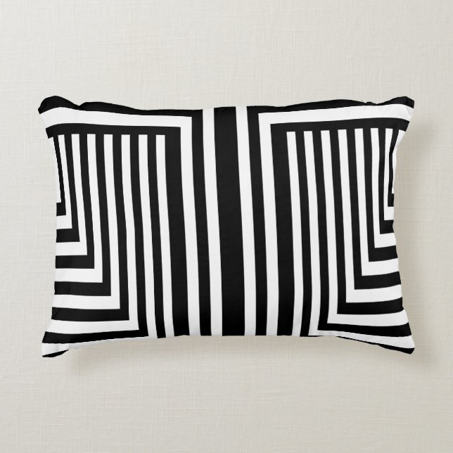 Black and White Striped Accent Pillow (Front)