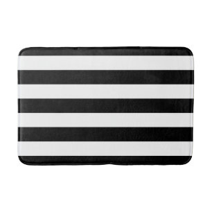 Black and White Striped Bath Mat