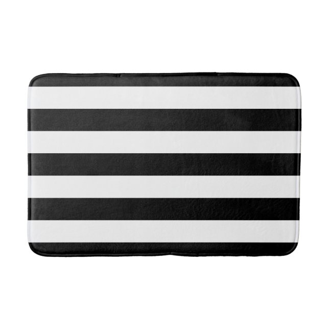 Black and White Striped Bath Mat (Front)