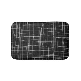 Black and white striped bath mat