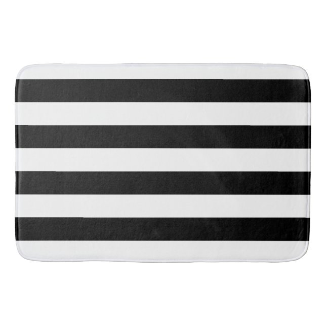 Black and White Striped Bath Mat (Front)