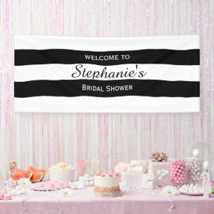 Black and White Striped Bridal Shower Banner