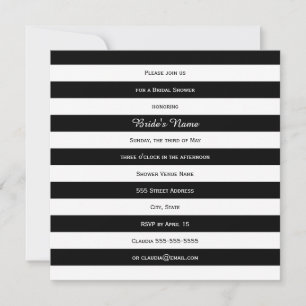 Black and White Striped Bridal Shower Invitation