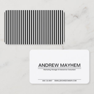 black and white striped business card