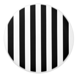 Black and White Striped Ceramic Knob