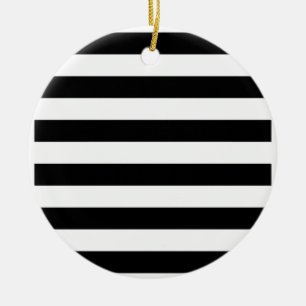 Black and White Striped Ceramic Ornament