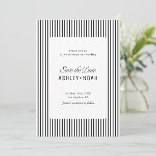 Black And White Striped Elegance Classy Wedding Save The Date