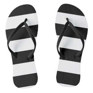 Black and White Striped Flip Flops