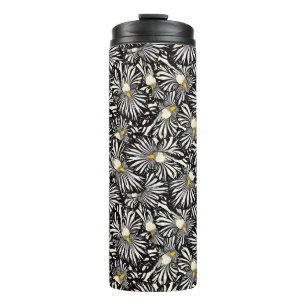 Black and white striped iris thermal tumbler