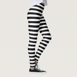 Black and white striped leggings