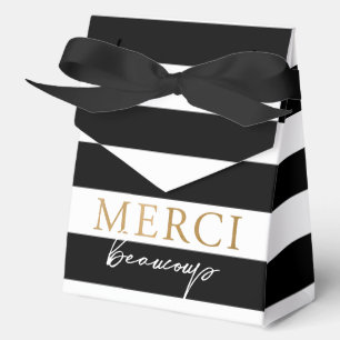 Black and White Striped Merci Beaucoup Favor Box
