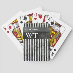 black and white striped & monogrammed playing cards