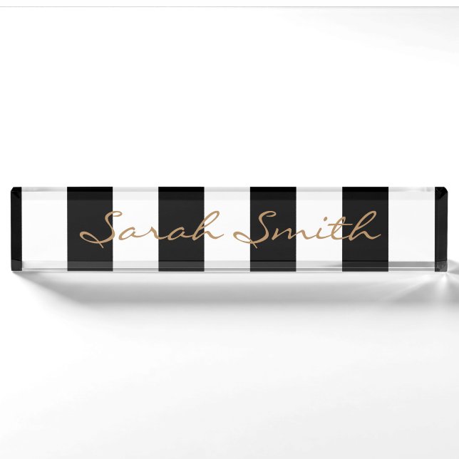 Black and White Striped Name Plate (Front)