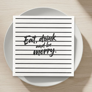 Black and White Striped Napkins - Elegant, Modern 