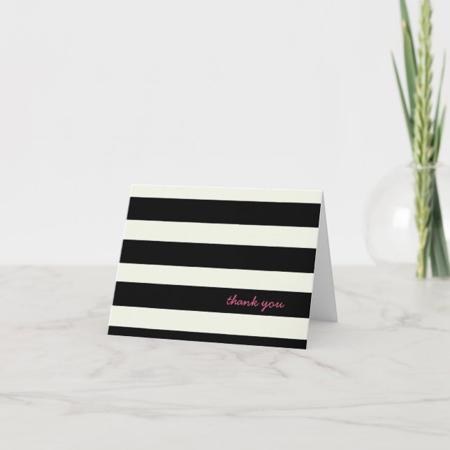 Black and White Striped Note Card (Front)