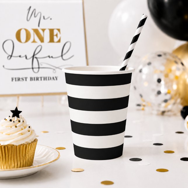 Black and White Striped Paper Cups (Black and White Striped Paper Cups)