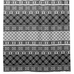 Black and white striped patchwork with lace
