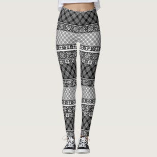 Black and white striped patchwork with lace leggings