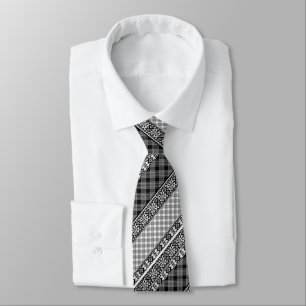 Black and white striped patchwork with lace tie