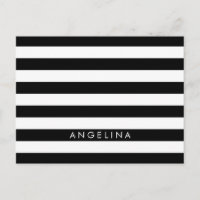 Black and White Striped Pattern Custom Name