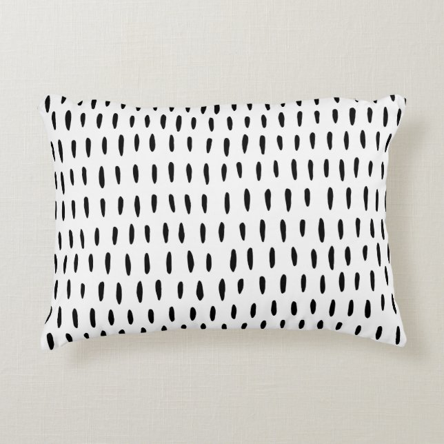 Black and white striped pattern: hand-drawn accent pillow (Front)