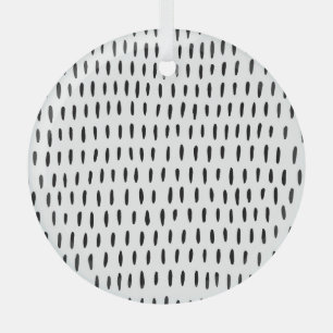 Black and white striped pattern: hand-drawn glass ornament