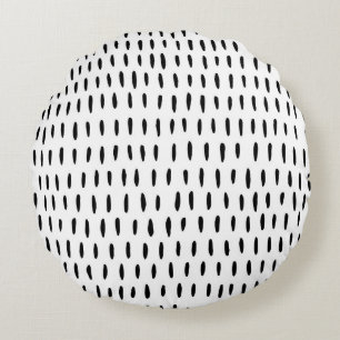 Black and white striped pattern: hand-drawn round pillow