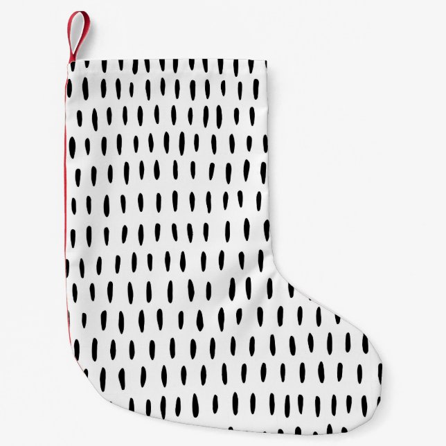 Black and white striped pattern: hand-drawn small christmas stocking (Front)